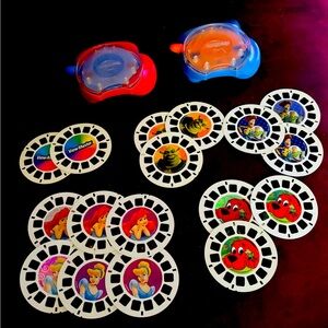 TWO Vintage 2002 View Master Model # 74332 Fisher-Price: + 15 Reels (12 Disney)